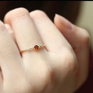 Round Cubic Zirconia Garnet 18k Gold Plated Ring